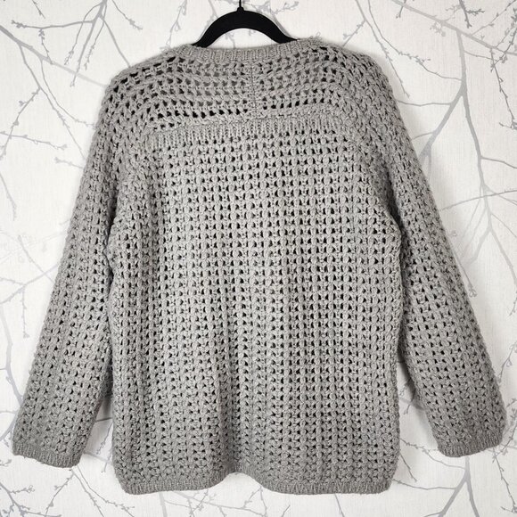 Line Gray Chunky Mesh Knit V-Neck Sweater - Picture 3 of 5